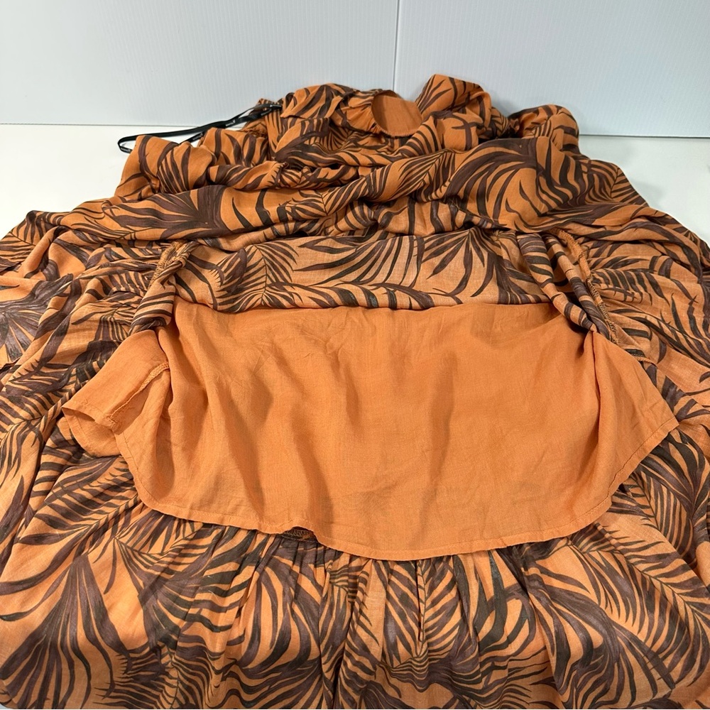 MINKPINK Women's Medium Finley Maxi Halter Dress Orange Brown Floral 55” Long - Picture 6 of 15